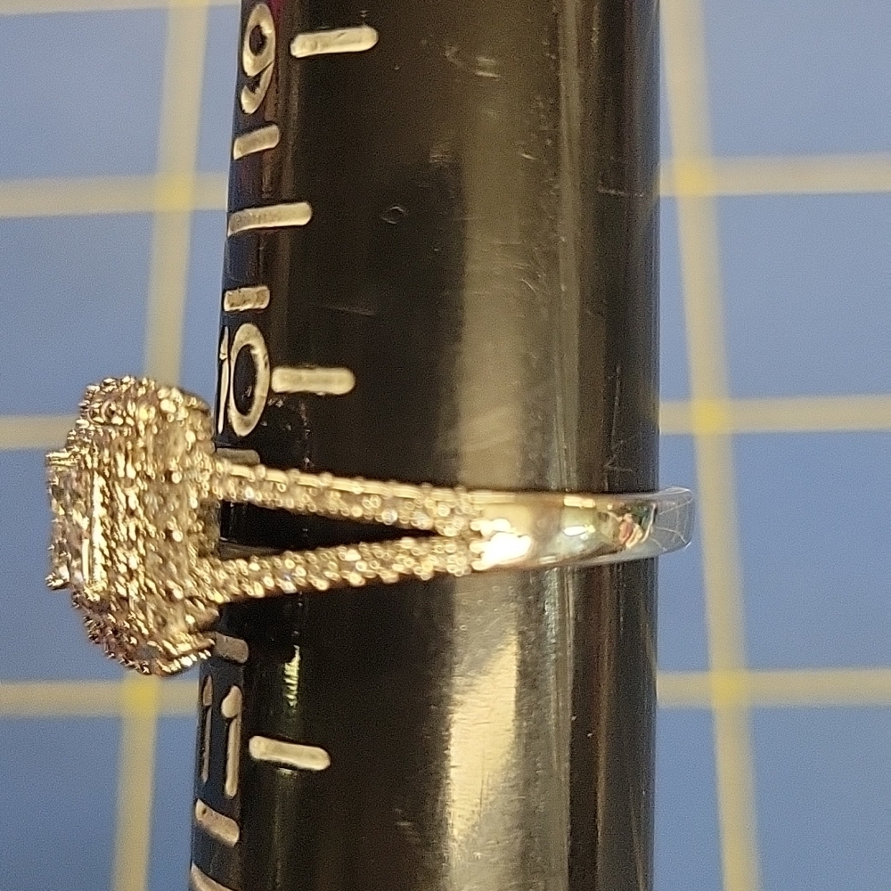 Rhinestone Silver Tone Ring Size 10 - Picture 2 of 5